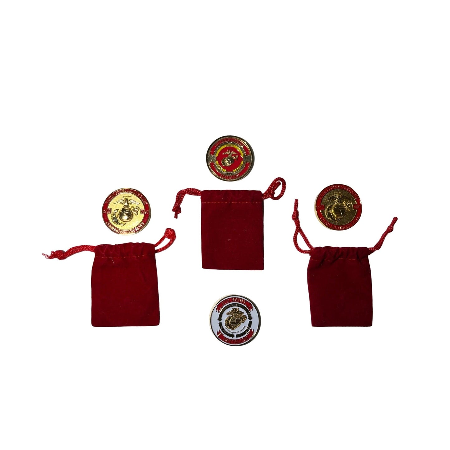 Lot of 4 US Marine Corps 4th Maintenance Battalion - Marine Corps Ball Challenge Coins