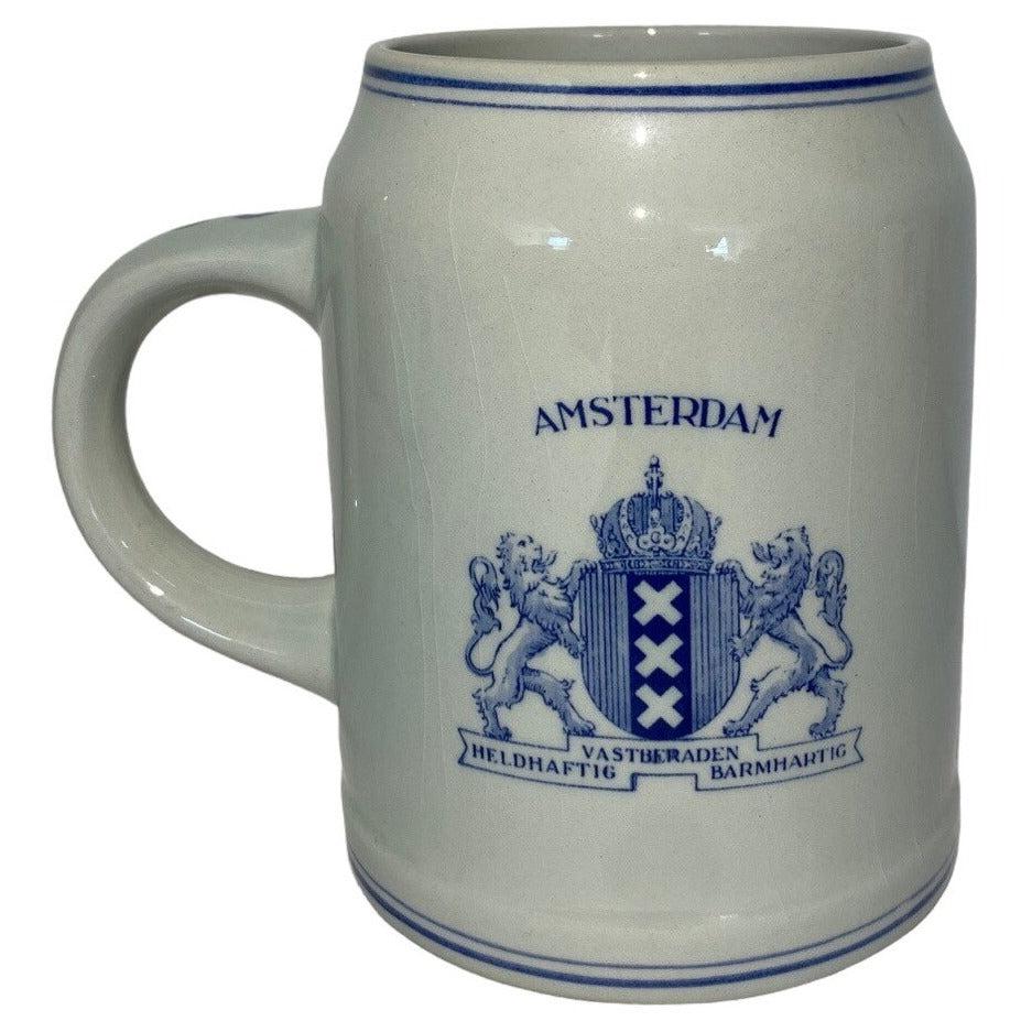 Vintage, Rare Delftware Dual Design Amsterdam, Holland Stein Mug