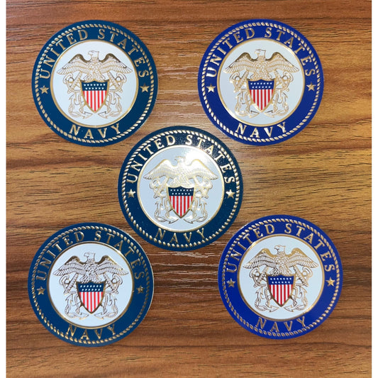 United States Navy Military Metal Auto Decal 2" - Set of 5